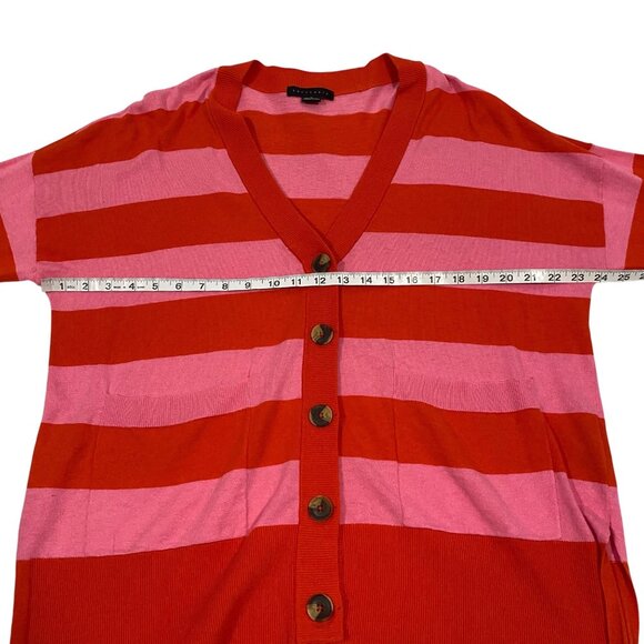 Sanctuary Cityscape V-Neck Cardigan Striped Sweater in Flamingo Red Size M - Picture 7 of 8